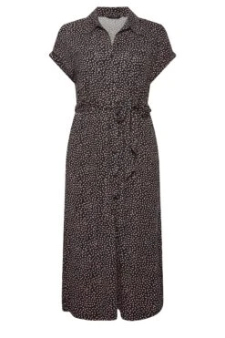 Robe Noire Midaxi Imprimé Feuilles Manches Courtes -GrandeTendance Boutique 20d90bd1 2476 4d 137433 X