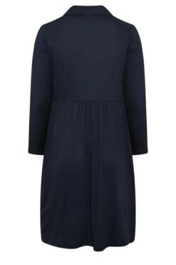 Robe Bleue Marine Midi Manches Longues Ourlet Aztèque -GrandeTendance Boutique 22a4d516 ea6b 47 301161 Y