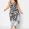 YOURS - Robe Noire Floral Bleu & Orange Ourlet Roulanté -GrandeTendance Boutique 235c4f3c 8216 49 137346 A