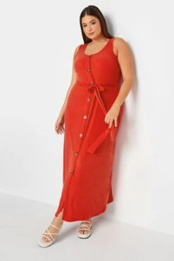 YOURS - Robe Rouge Boutonnée Maxi En Jersey -GrandeTendance Boutique 235f57d5 6a72 4f 137556 B