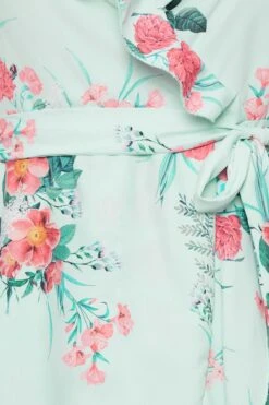 YOURS LONDON - Robe Verte Menthe Floral Rose Cache-Coeur Volanté -GrandeTendance Boutique 248ce428 c933 47 162053 Z