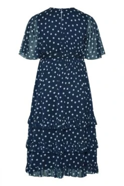 YOURS LONDON - Robe Maxi Bleue Marine à Pois Volantée -GrandeTendance Boutique 24c617d2 1ddf 49 161144 BK
