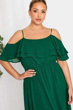 YOURS LONDON - Robe Verte Bardot Volanté Mousseline Demoiselle D'Honneur 12 YOURS LONDON - Robe Verte Bardot Volanté Mousseline Demoiselle D'Honneur -GrandeTendance Boutique 2549bc2b bb9b 41 161882 D