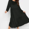 YOURS - Robe Noire Midaxi Volanté Manches Longues -GrandeTendance Boutique 25c6af58 fa93 42 137519 A