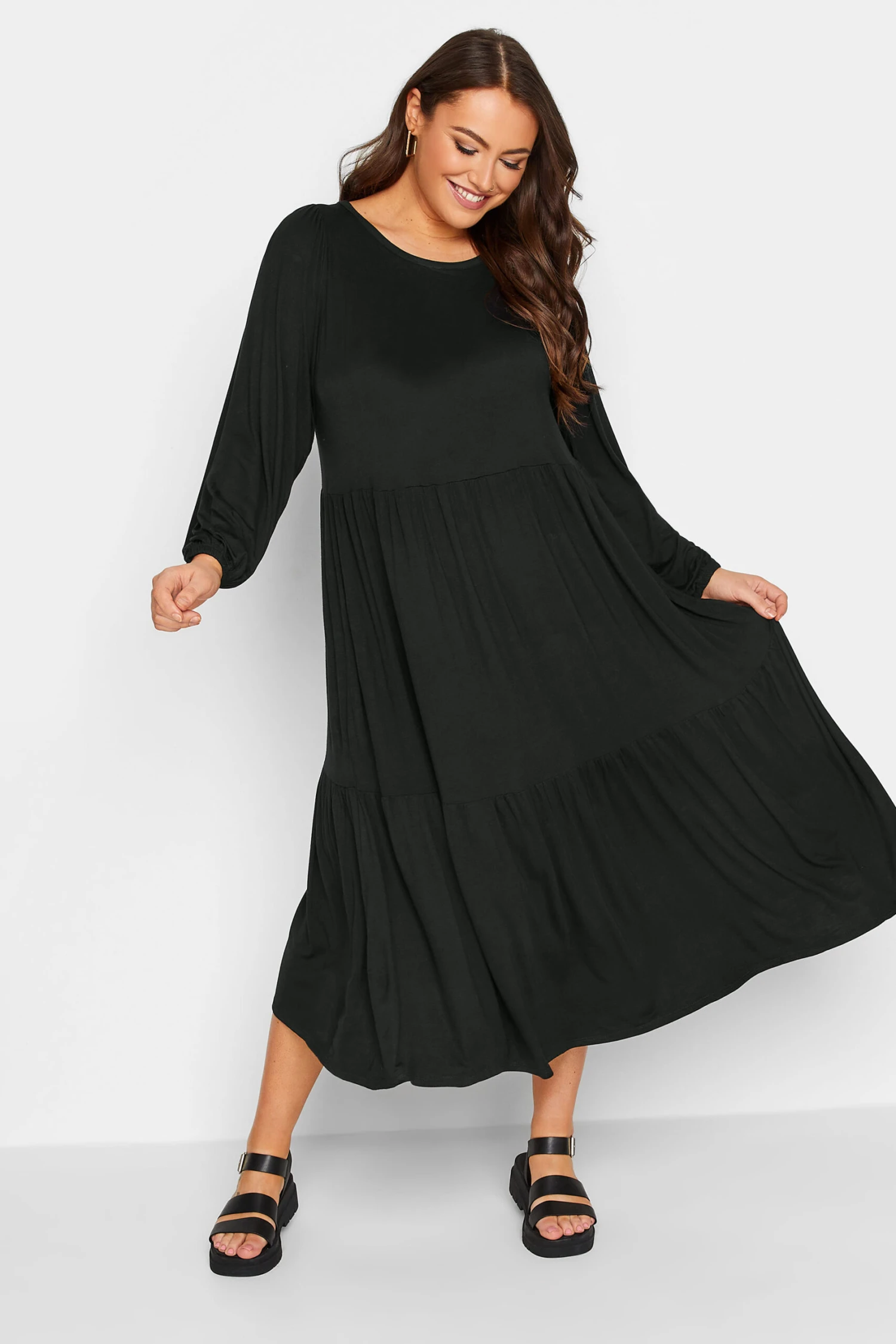 YOURS - Robe Noire Midaxi Volanté Manches Longues 3 YOURS - Robe Noire Midaxi Volanté Manches Longues