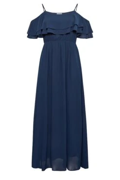 YOURS LONDON - Robe Bleue Marine Bardot Volanté Mousseline Demoiselle D'Honneur -GrandeTendance Boutique 26dbd90d da57 4a 161879 X
