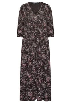 YOURS PETITE - Robe Midaxi Noire Floral Rose En Jersey