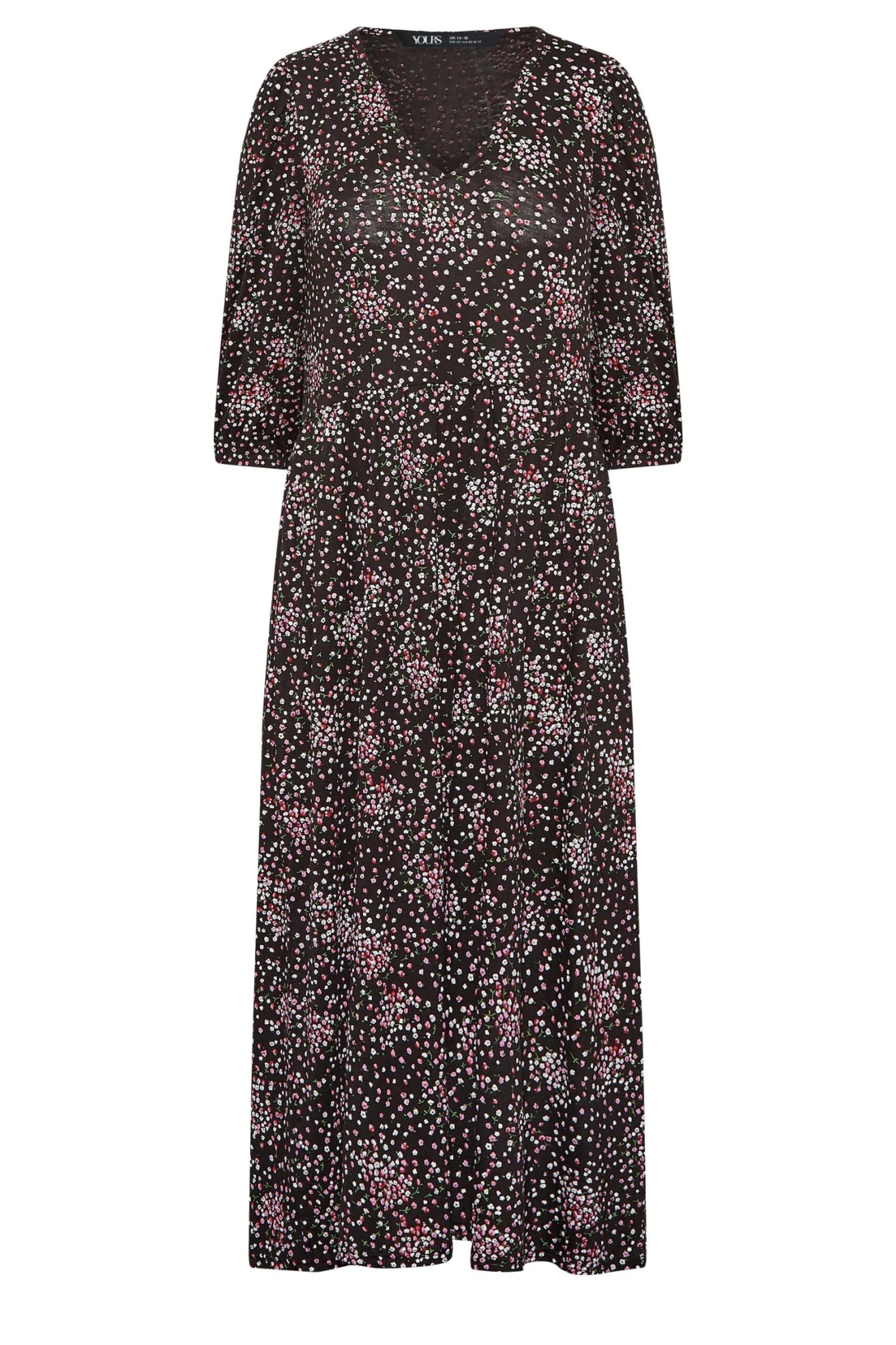 YOURS PETITE - Robe Midaxi Noire Floral Rose En Jersey 3 YOURS PETITE - Robe Midaxi Noire Floral Rose En Jersey