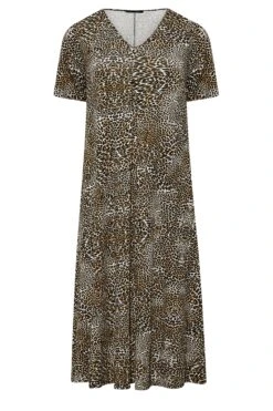 LIMITED COLLECTION - Robe Marron Léopard Maxi Plissée Manches Courtes -GrandeTendance Boutique 273fa5e3 4772 42 215304 X