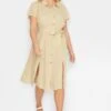 YOURS PETITE - Robe Beige Bouttonnée En Lin Manches Courtes -GrandeTendance Boutique 274de741 f436 40 174453 A