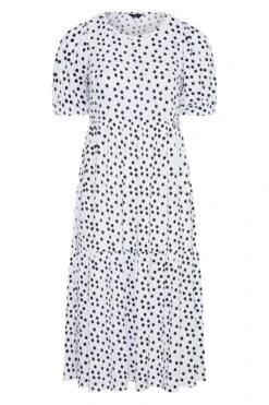Robe Midaxi Blanche Pois Noirs Design Smocké -GrandeTendance Boutique 279a7345 9a3b 4b 137201 X