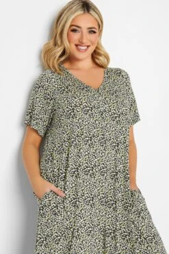 YOURS - Robe En Jersey Maxi Noire Floral Jaune -GrandeTendance Boutique 29005486 f456 41 302053 D