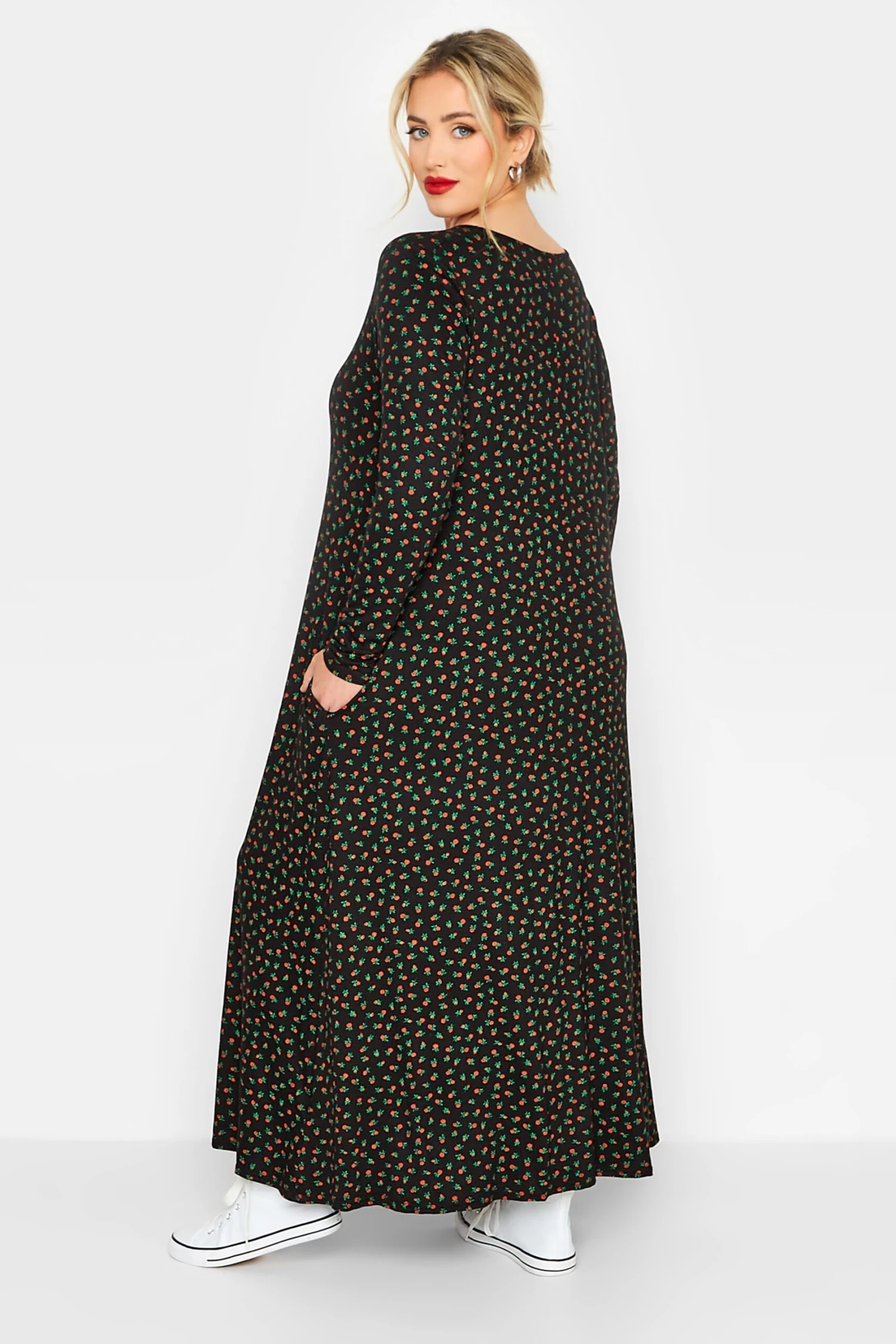 LIMITED COLLECTION - Robe Noire Maxi Petites Fleurs En Jersey 5 LIMITED COLLECTION - Robe Noire Maxi Petites Fleurs En Jersey â Image 3