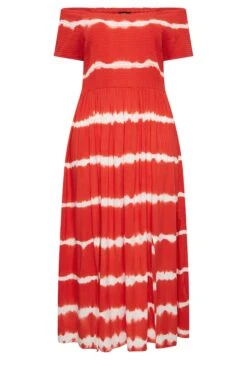Robe Rouge Tie & Dye Design Bardot -GrandeTendance Boutique 29b71709 75aa 4e 137344 X
