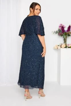 LUXE - Robe Bleue Marine Maxi Empiècement Sequins -GrandeTendance Boutique 29c65261 baaf 42 161993 C
