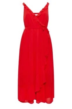 YOURS LONDON - Robe Rouge Volantée Demoiselle D'Honneur -GrandeTendance Boutique 2aa13bbf fc68 41 161888 XR