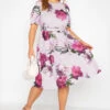 YOURS LONDON - Robe Rose Floral Ceinture Manches Bouffantes -GrandeTendance Boutique 2af7934b d3cc 4f 161369 B