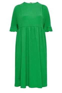 YOURS - Robe Midi Verte Texturée Smocké Manches Courtes -GrandeTendance Boutique 2c231416 011c 45 137507 X
