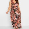 YOURS - Robe Maxi Noire Cache-Coeur Floral Orange -GrandeTendance Boutique 2d537973 e91a 49 301901 A