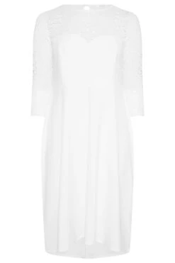 YOURS LONDON - Robe Blanche Midi Encolure & Manches Dentelle -GrandeTendance Boutique 2d54d282 b03e 41 162029 X