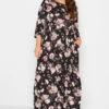 Robe Midi Noire Floral Rose En Jersey -GrandeTendance Boutique 2d74da47 fe52 45 173580 A