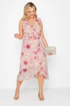 YOURS LONDON - Robe Midi Rose Floral Coupe Volantée -GrandeTendance Boutique 2da54f1e 0879 41 162054 B