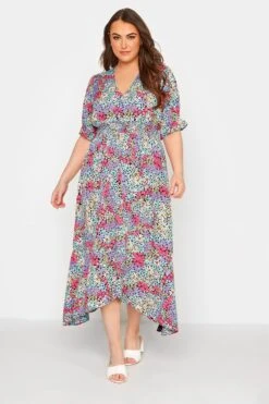 Robe Rose & Violette Midaxi Floral Manches Courtes