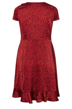 Robe Rouge Satinée Imprimé Dalmatien Volanté -GrandeTendance Boutique 2fe4f0c8 65fe 4d 161613 Y