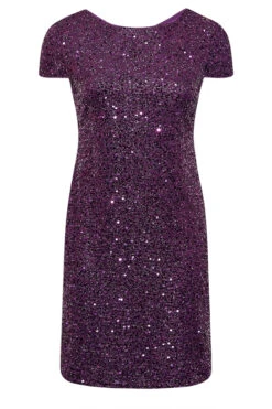 YOURS LONDON - Robe Sequin Violette Coupe Droite Manches Courtes -GrandeTendance Boutique 30660887 5bbb 44 161714 X