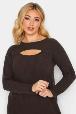 Robe Marron Chocolat Midaxi Design Découpé -GrandeTendance Boutique 30aaabcd 399e 46 137252 D