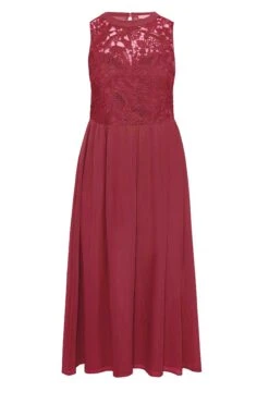 YOURS LONDON - Robe Demoiselle D'Honneur Rouge Mousseline & Dentelle -GrandeTendance Boutique 30d3e029 6d20 4c 161504 X