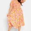 YOURS - Robe Midi Orange & Rose Floral Manches Courtes Bouffantes 2 YOURS - Robe Midi Orange & Rose Floral Manches Courtes Bouffantes -GrandeTendance Boutique 31223b90 cbd6 47 137321 B