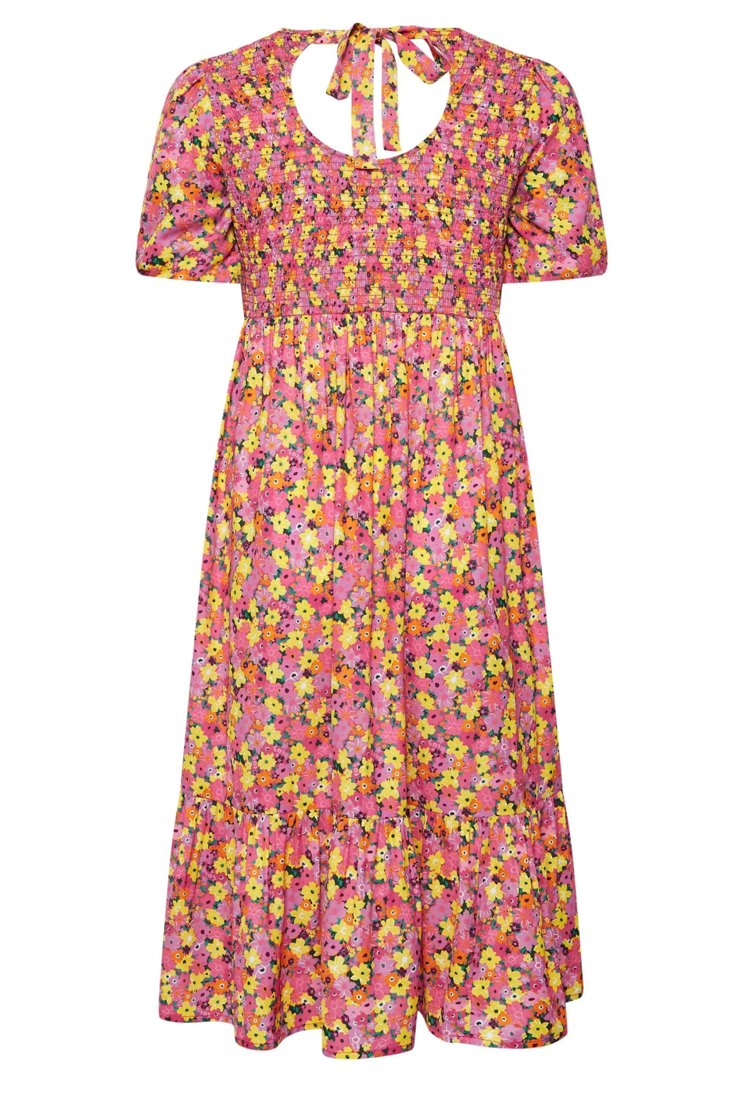 LIMITED COLLECTION - Robe Midi Rose & Jaune Floral Smocké 9 LIMITED COLLECTION - Robe Midi Rose & Jaune Floral Smocké – Image 7