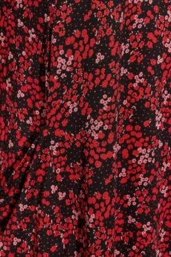Robe Rouge Petites Fleurs Drâpée à Poches -GrandeTendance Boutique 317a405d ed1e 4a 137235 Z