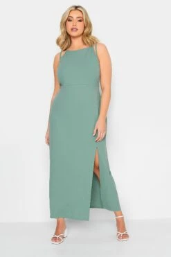 YOURS PETITE - Robe Verte Pastel Maxi Fente à L'Ourlet
