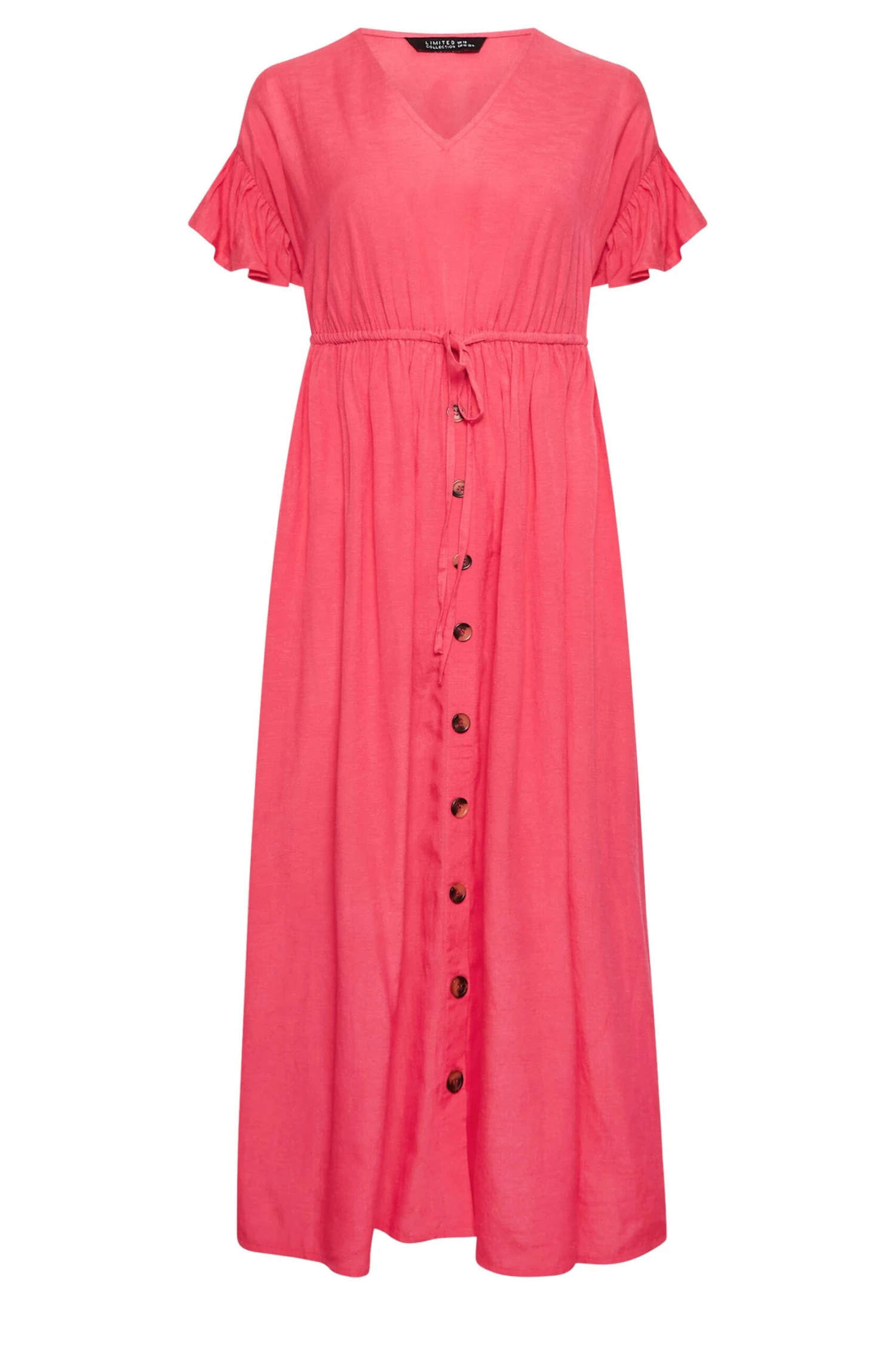 LIMITED COLLECTION - Robe Rose Corail Smocké Boutonnée Longueur Maxi 8 LIMITED COLLECTION - Robe Rose Corail Smocké Boutonnée Longueur Maxi – Image 6