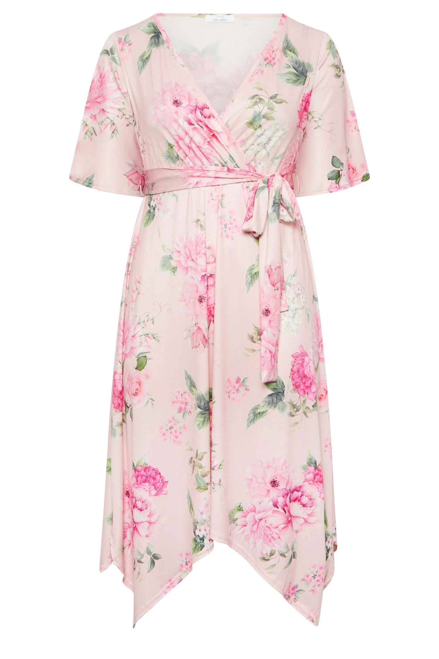 YOURS LONDON - Robe Rose Poudré Floral Ourlet Roulanté 8 YOURS LONDON - Robe Rose Poudré Floral Ourlet Roulanté – Image 6