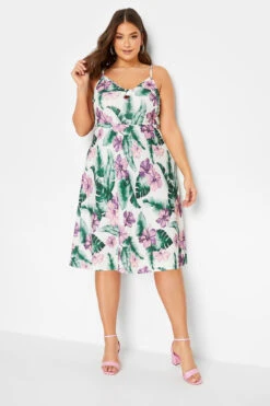 YOURS LONDON - Robe Blanche Fleurs Tropical