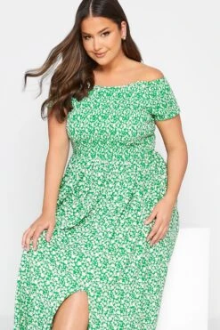 Robe Floral Maxi Verte Encolure Bardot -GrandeTendance Boutique 345a3752 8269 4f 137099 D