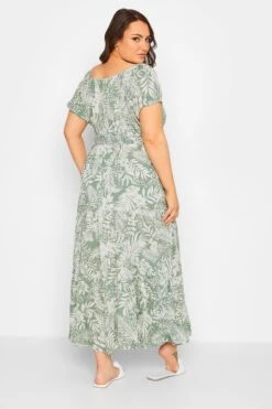 Robe Verte Maxi Imprimé Floral Tropical Manches Courtes -GrandeTendance Boutique 34c7d4a8 5c15 49 137422 C