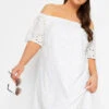 YOURS - Robe Bardot Blanche Broderie Anglaise -GrandeTendance Boutique 35653461 d5f5 4a 137466 A