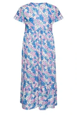 LIMITED COLLECTION - Robe Smocké Maxi Bleue & Rose Floral -GrandeTendance Boutique 35987966 1e38 42 215603 Y