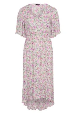 Robe Blanche Floral Midi Ourlet Plongeant -GrandeTendance Boutique 35db2c4b 1907 47 137118 X