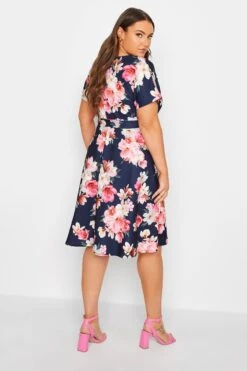 YOURS LONDON - Robe Bleue & Rose Floral Patineuse -GrandeTendance Boutique 367e9eb4 2f4f 46 162031 C