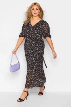 YOURS LONDON - Robe Maxi Noire Smocké Petite Fleurs -GrandeTendance Boutique 36b2774a c986 44 161123 B