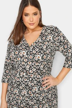 YOURS - Robe Noire Floral Longueur Midaxi -GrandeTendance Boutique 37e89404 44a1 43 301865 D