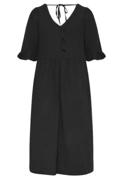 YOURS - Robe Midi Noire Texturée Smocké Manches Courtes -GrandeTendance Boutique 3848cb90 04b0 49 137506 Y