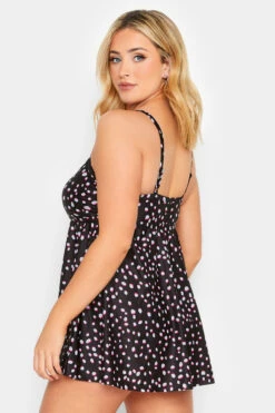 YOURS - Robe De Bain Noire à Pois Volantée -GrandeTendance Boutique 384f05c7 cf21 4e 150305 C