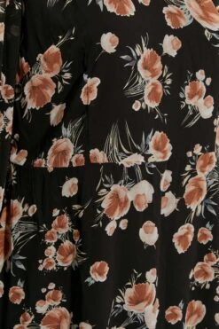 Robe Noire Floral Beige Manches En Ballons -GrandeTendance Boutique 3880b670 e428 4c 161612 Z