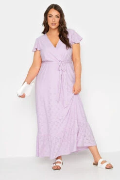 YOURS - Robe Maxi Lavande Cache-Coeur Broderie